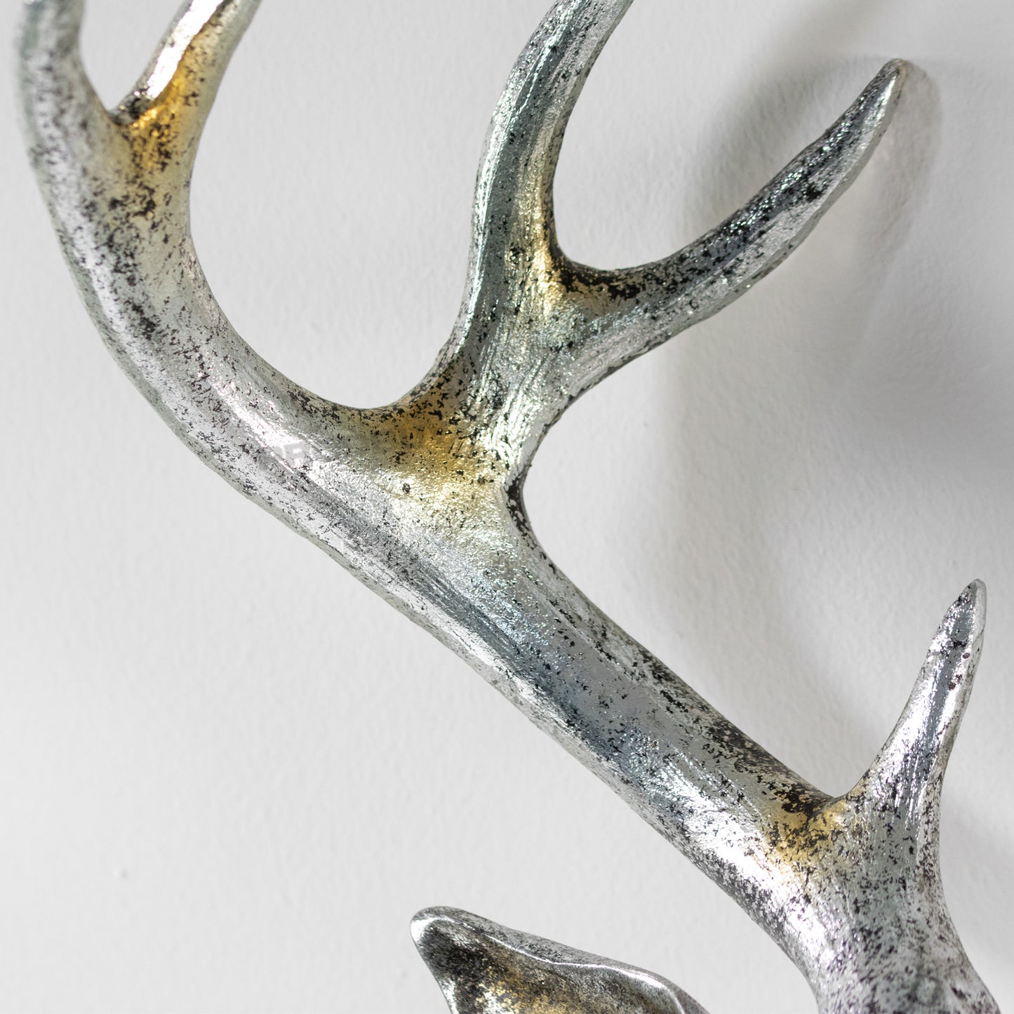 Vintage Antique Style Silver Resin Deer Head Bust Wall Mounted