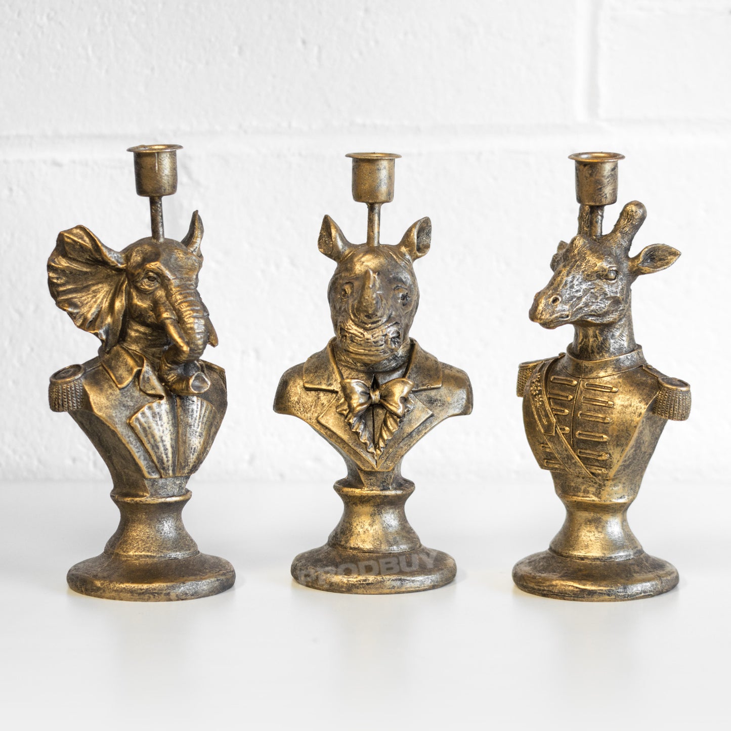 Bronzed Animal Display Bust Candle Stick Holder