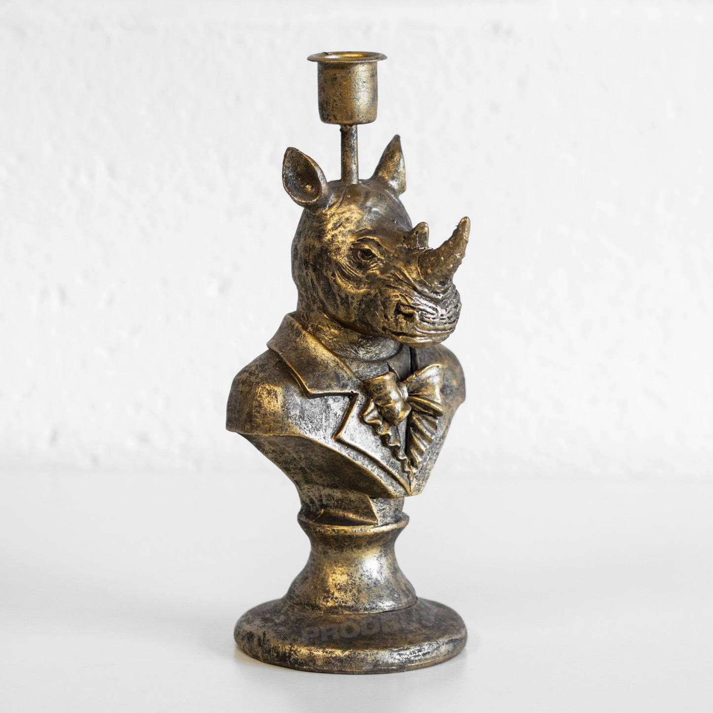 Bronzed Animal Display Bust Candle Stick Holder