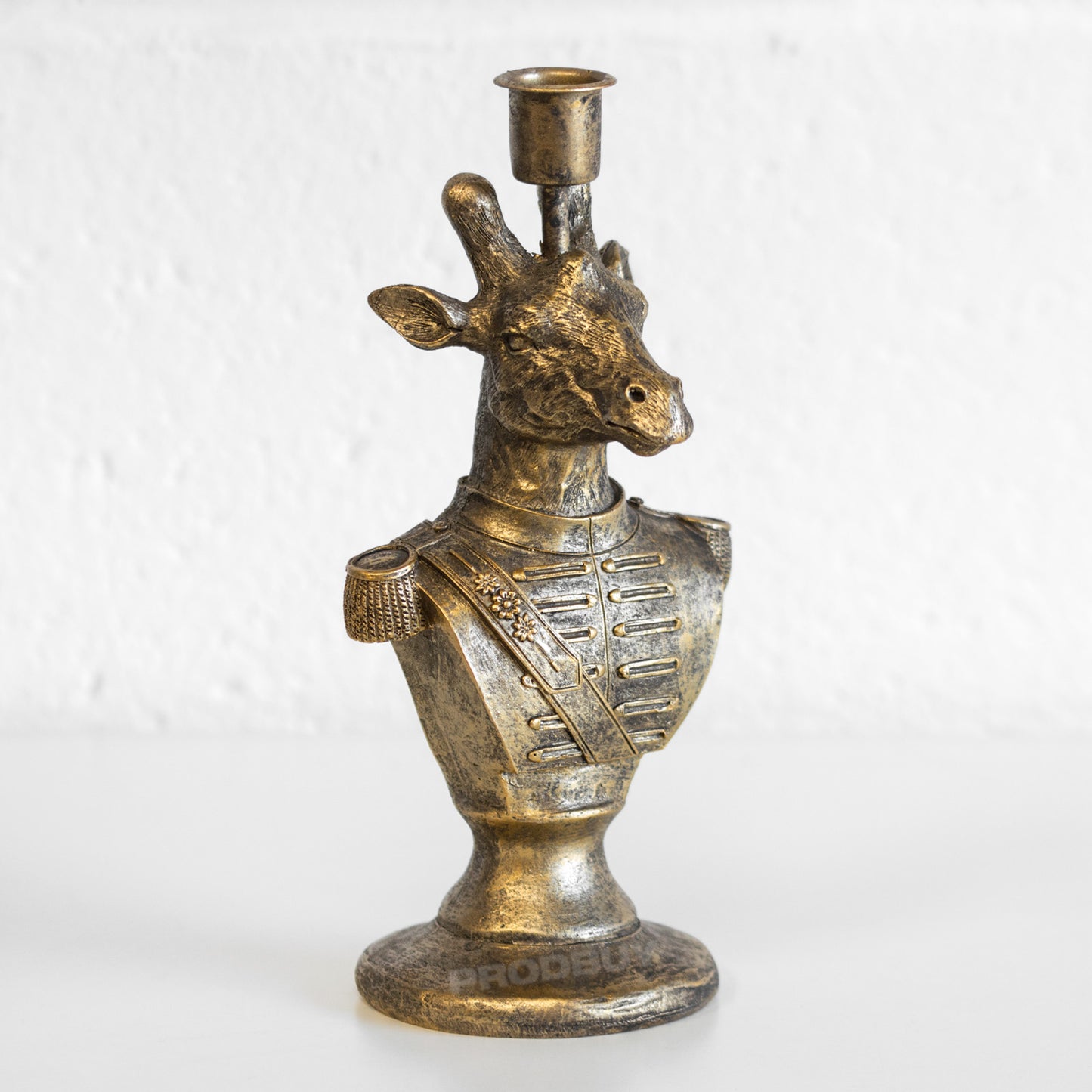 Bronzed Animal Display Bust Candle Stick Holder