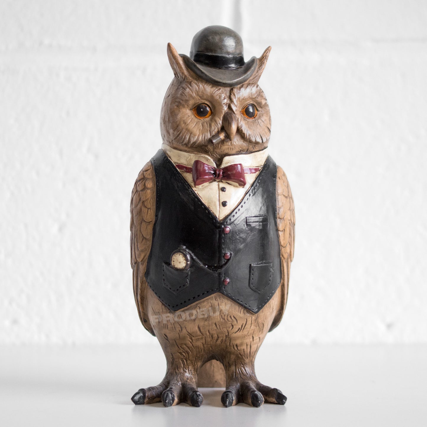 Gentleman Owl Top Hat & Suit Resin Ornament 24cm