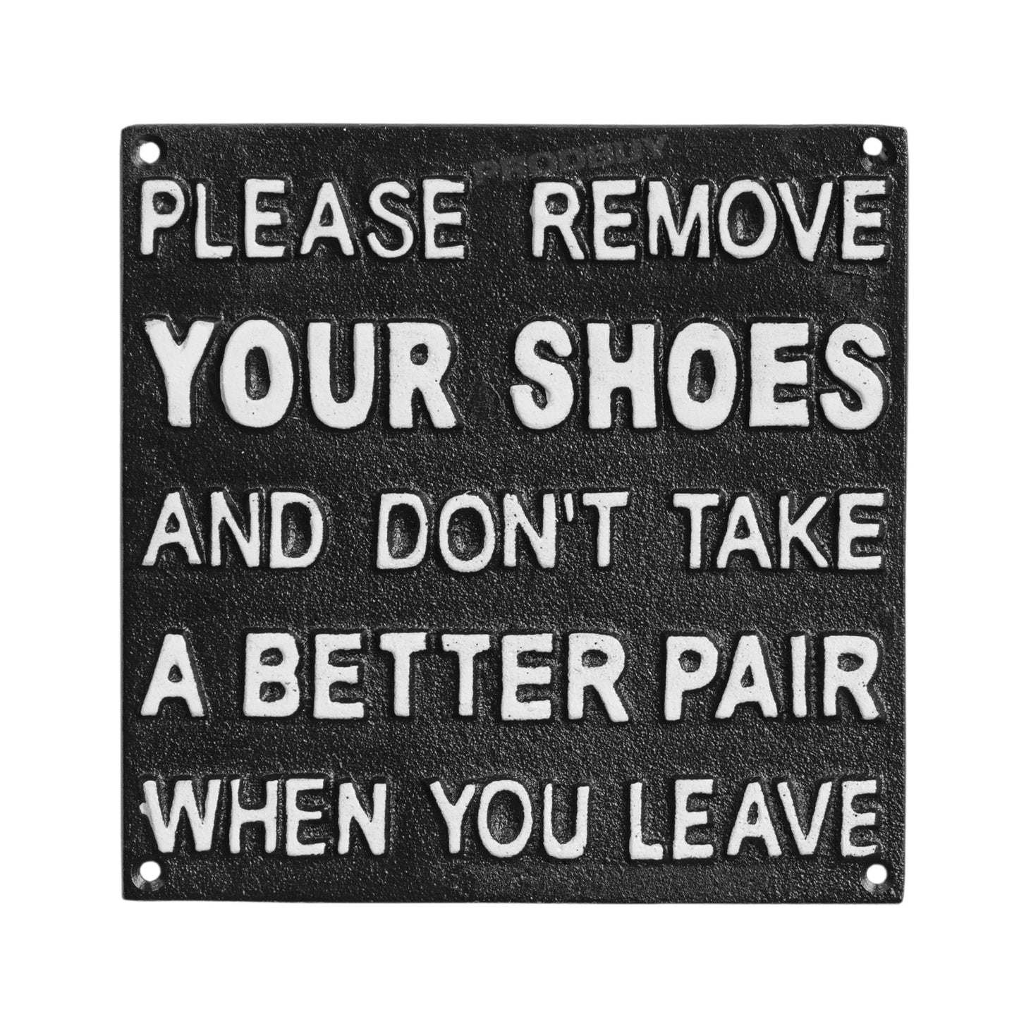 'Please Remove Shoes' Cast Iron Wall Sign