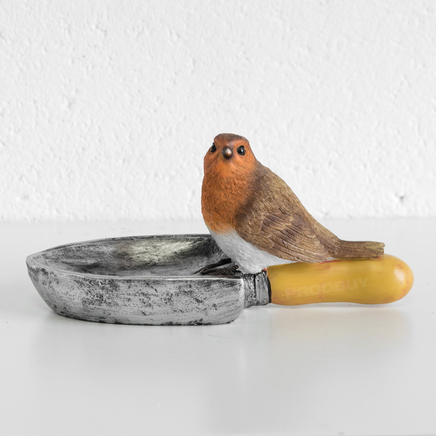 Robin on Shovel Resin Bird Feeder Garden Ornament
