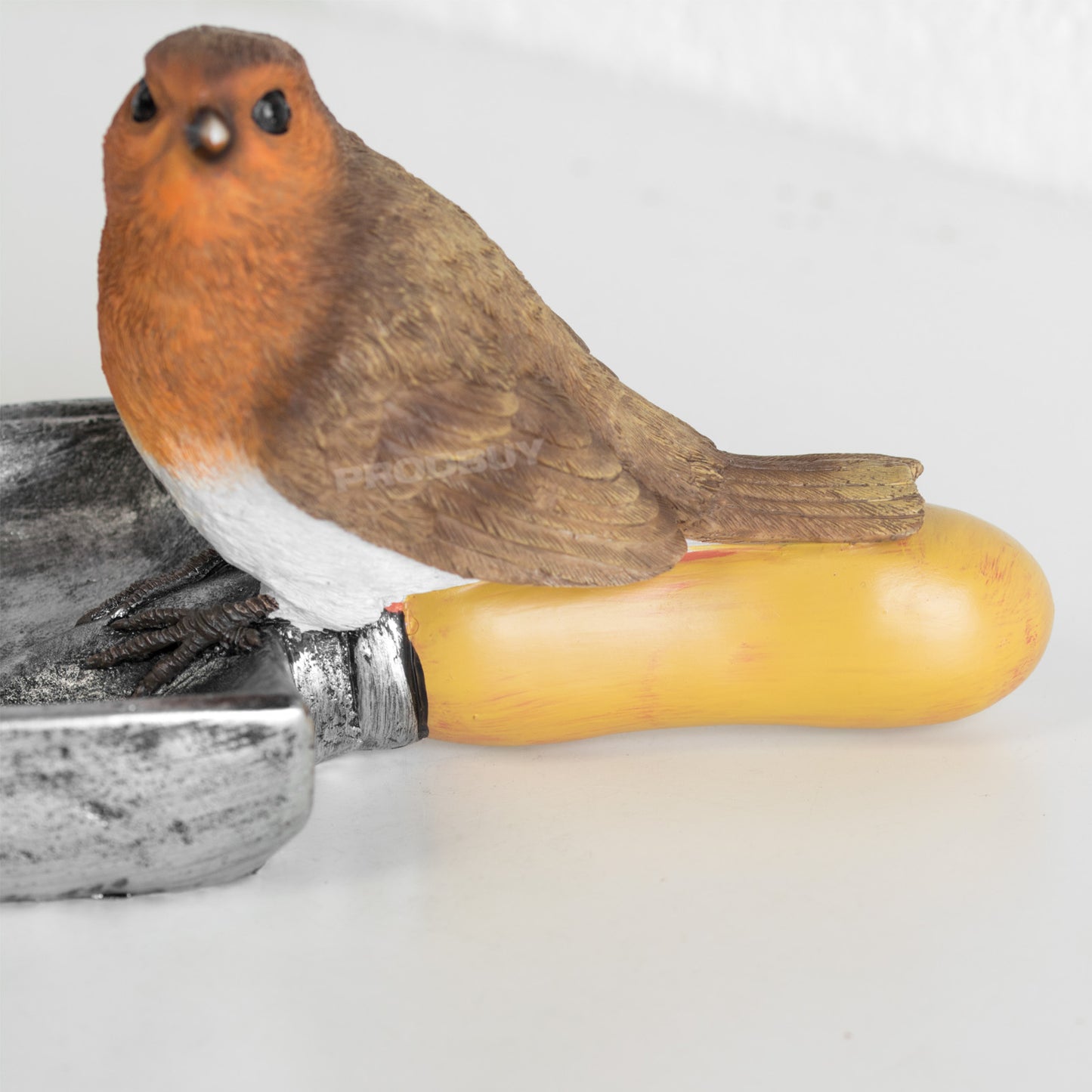 Robin on Shovel Resin Bird Feeder Garden Ornament
