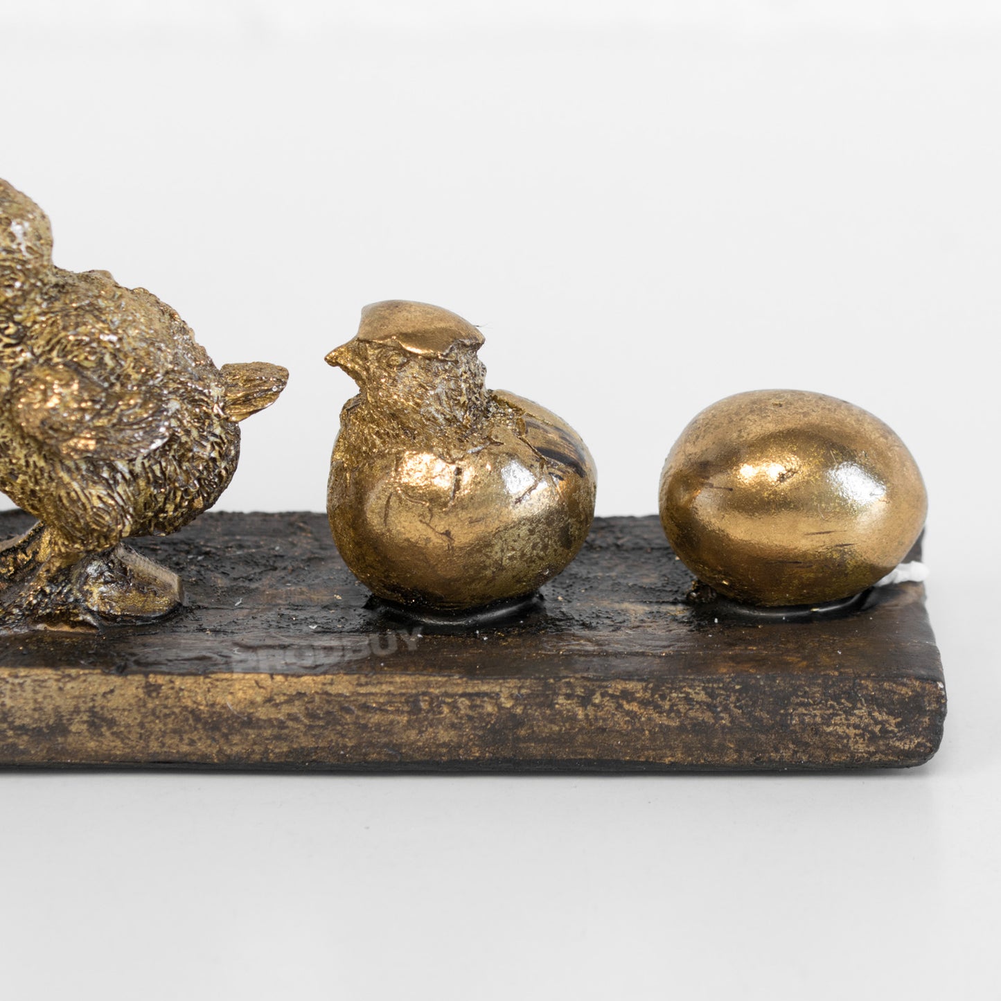 Gold Resin 34cm 'Evolution of a Chicken' Sculpture