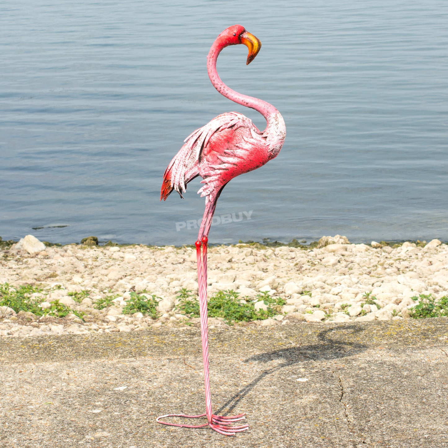 Large Pink Flamingo 117cm Tall Metal Garden Ornament