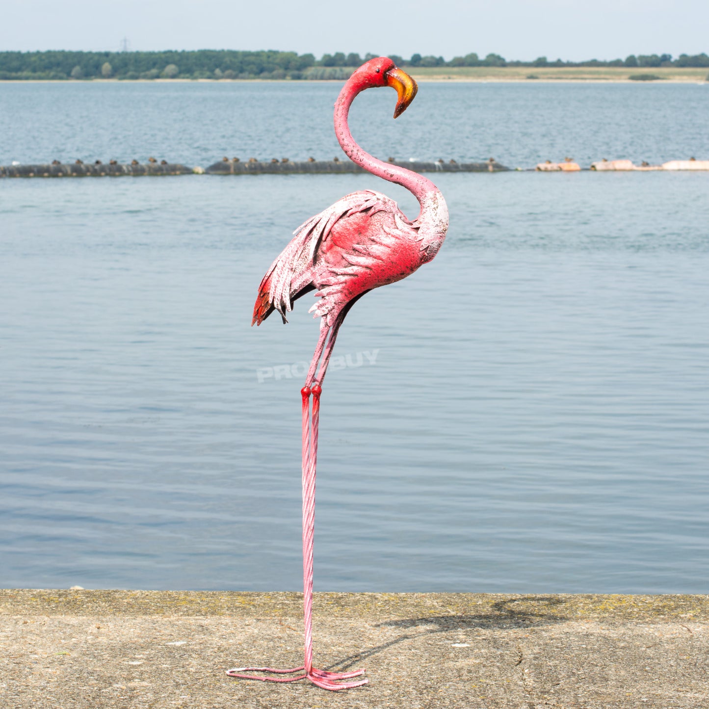 Large Pink Flamingo 117cm Tall Metal Garden Ornament