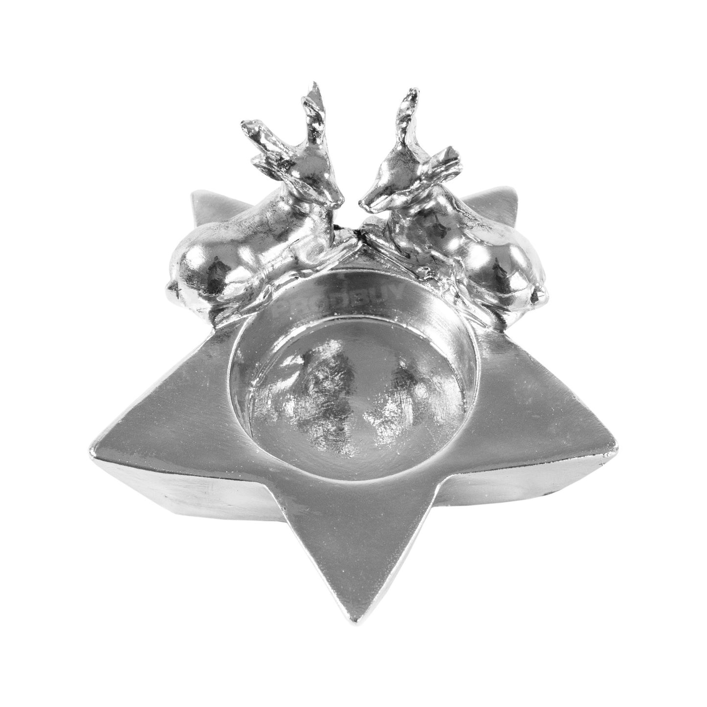 Resin Silver Star with Deer Tea Light Candle Holder