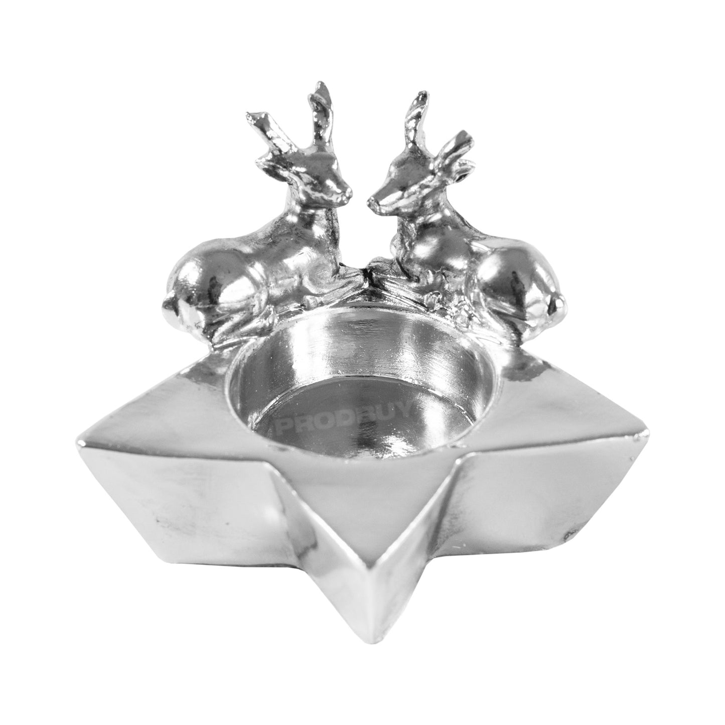 Resin Silver Star with Deer Tea Light Candle Holder