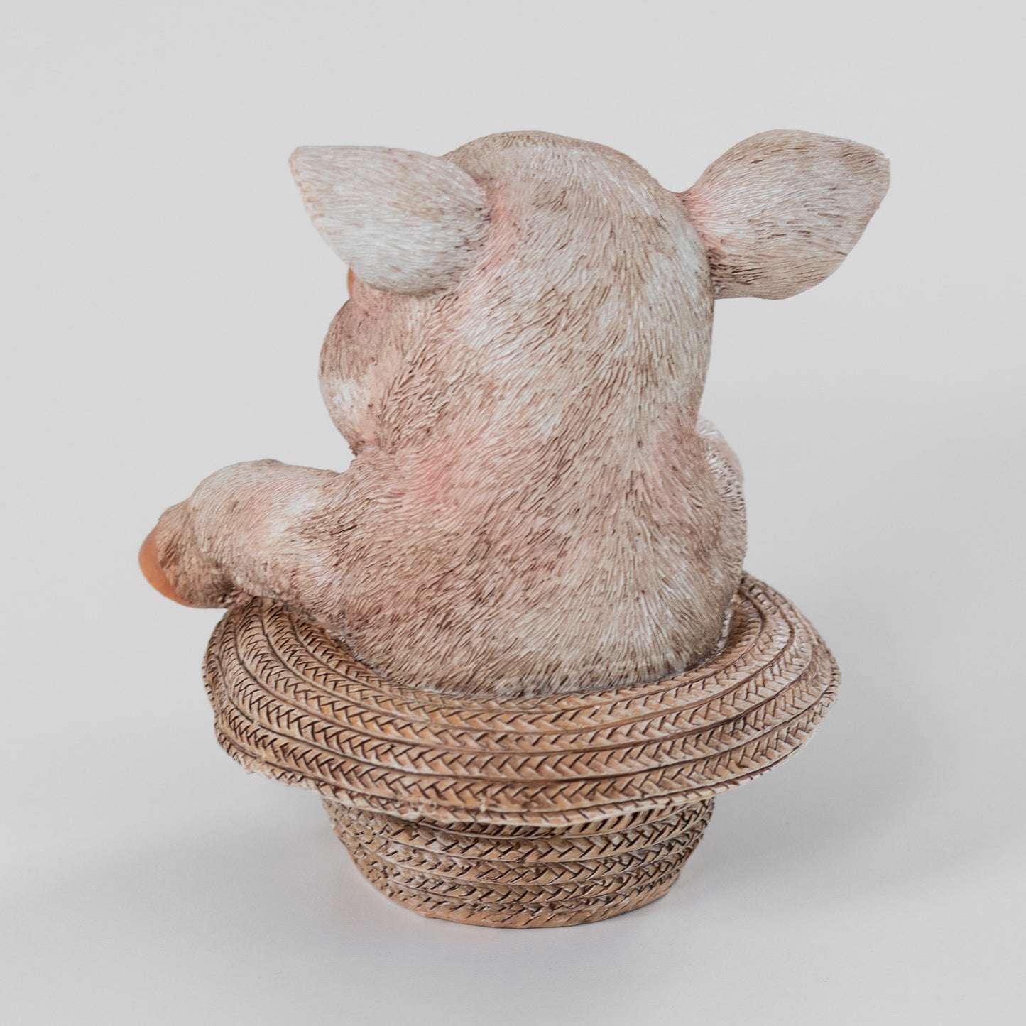 Small 14cm Pig in Straw Hat Garden Ornament