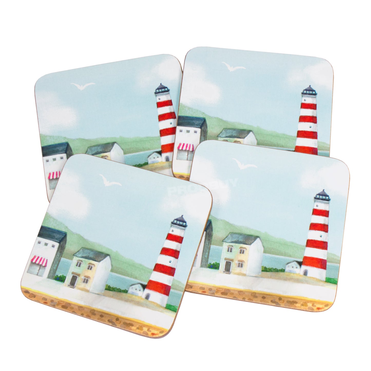 Set of Coastal Harbour 4 Placemats & 4 Coasters