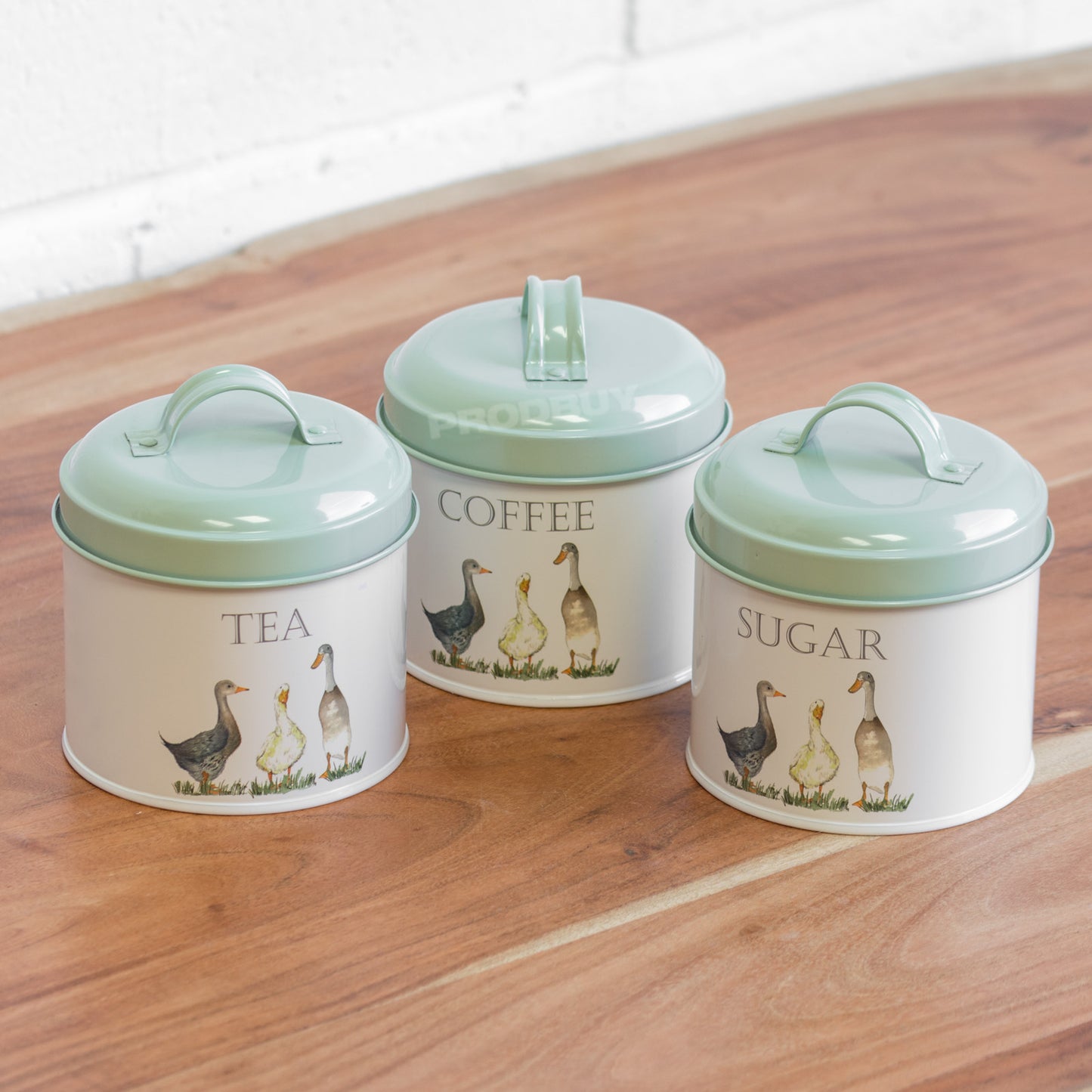 Duck Farm Metal Tea Coffee Sugar Storage Canisters