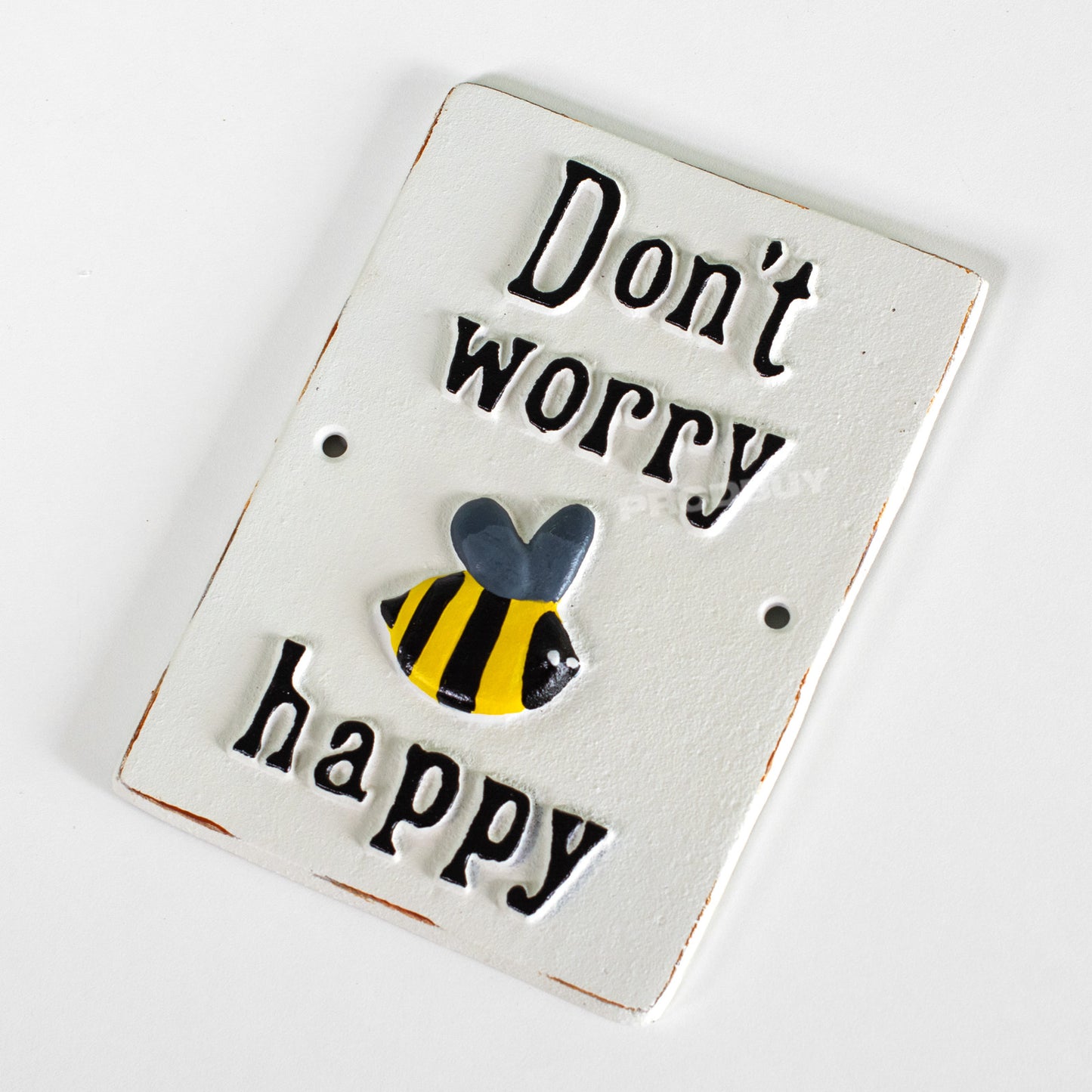 Cast Iron 'Don't Worry Bee Happy' Wall Sign