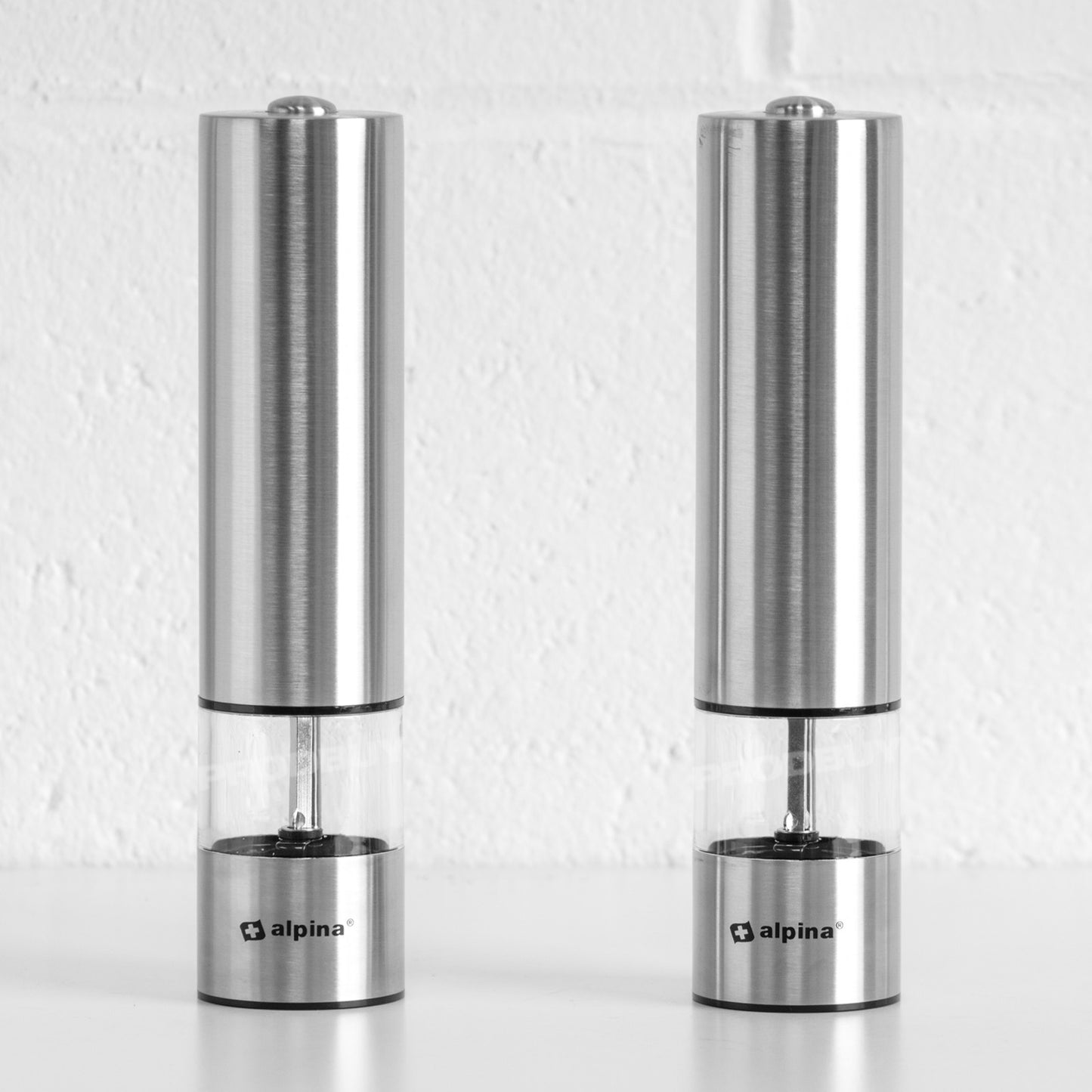 Set of 2 Brushed Steel Electronic Salt & Pepper Mills