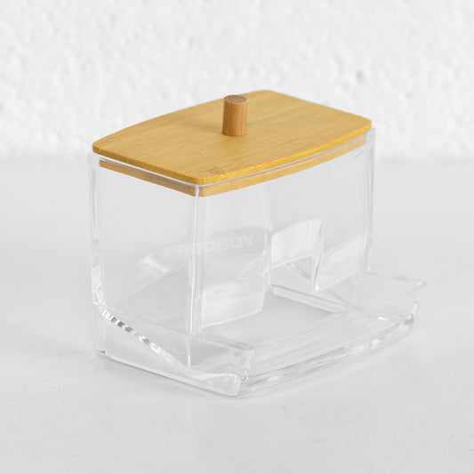 Cotton Bud Dispenser with Bamboo Lid
