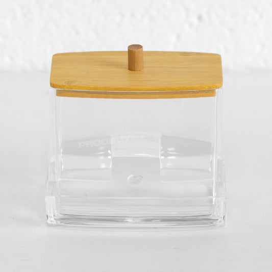Cotton Bud Dispenser with Bamboo Lid