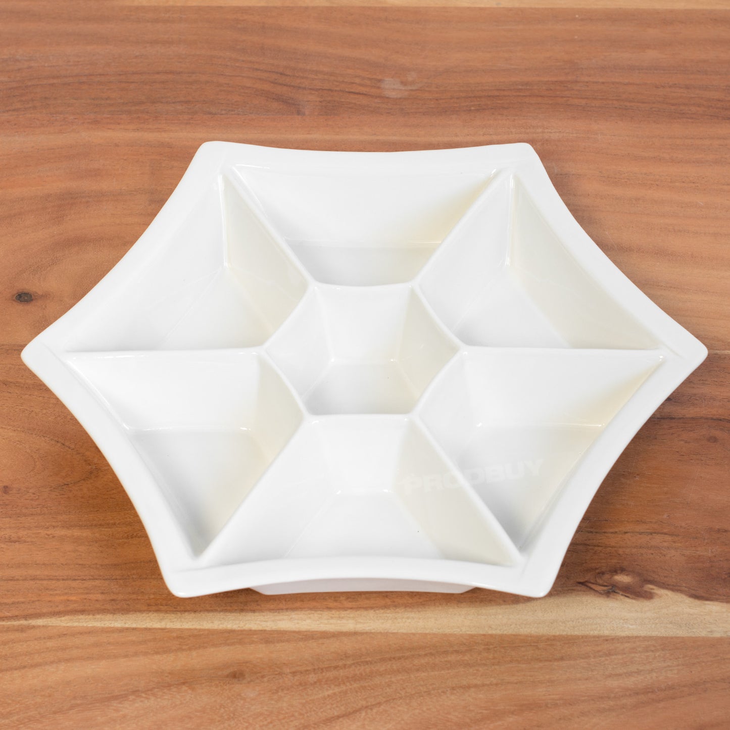 7 Compartment Hexagon Shaped Snack Serving Plate Dish Dip Bowl Tray Tapas Appetiser