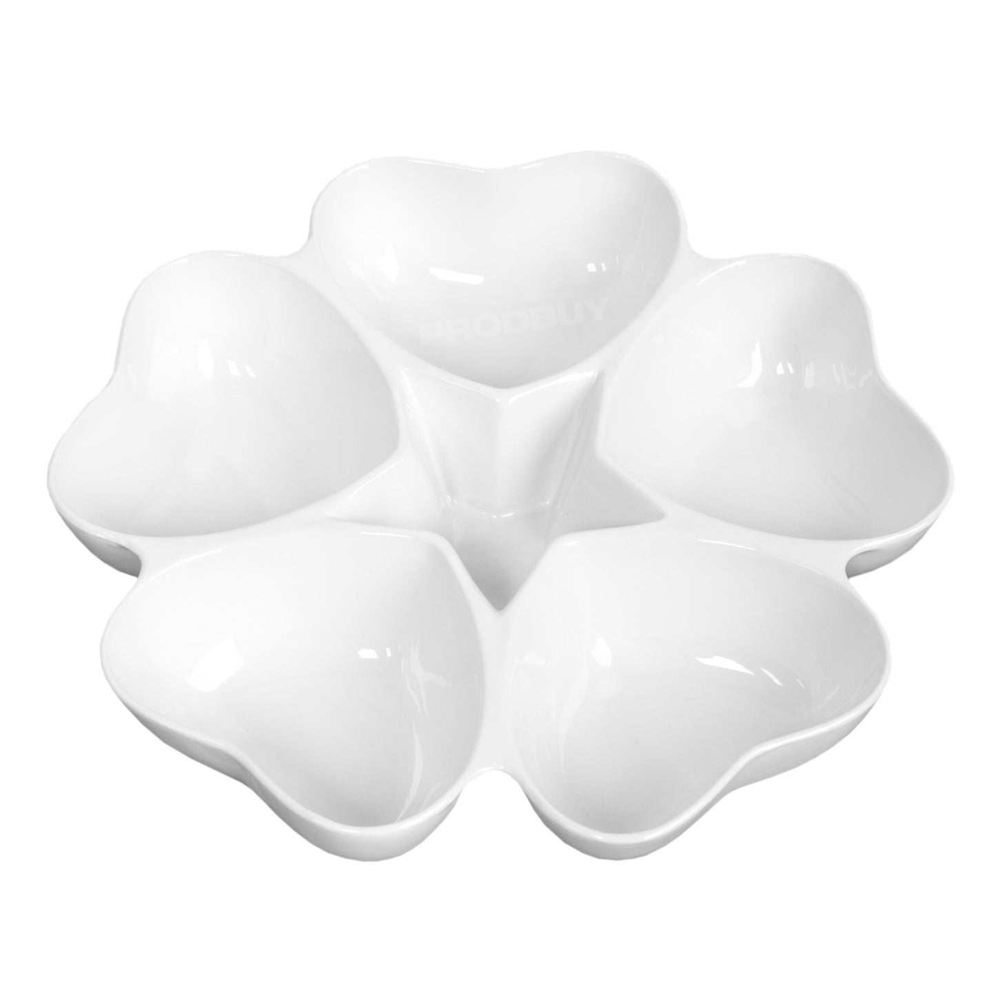 6 Compartment Hearts and Star Snack Serving Plate Dish Dip Bowl Tray Tapas Appetiser