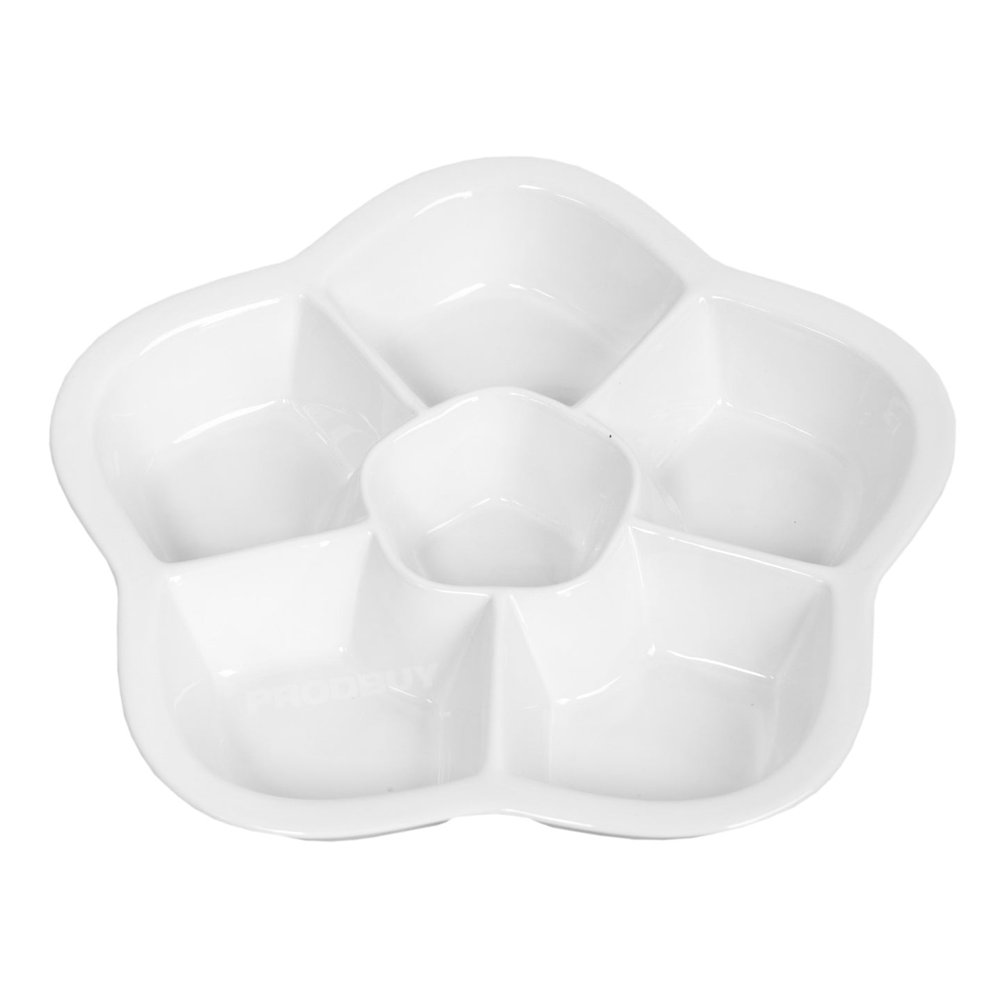 6 Compartment 'Flower' Shaped Snack Serving Plate Dish Dip Bowl Tray Tapas Appetiser