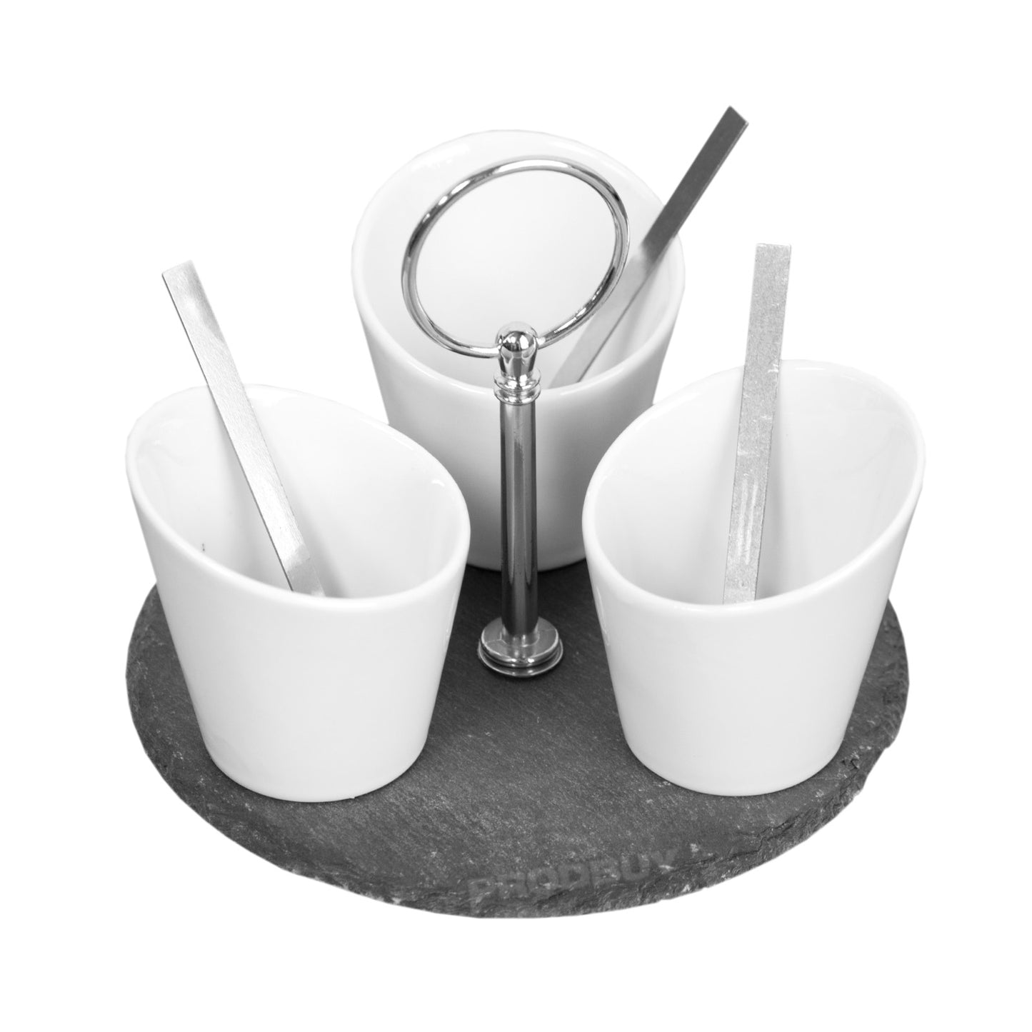7 Piece Slate & Ceramic Bowls Tapas Olives Jam Dip Condiment Sauce Serving Set