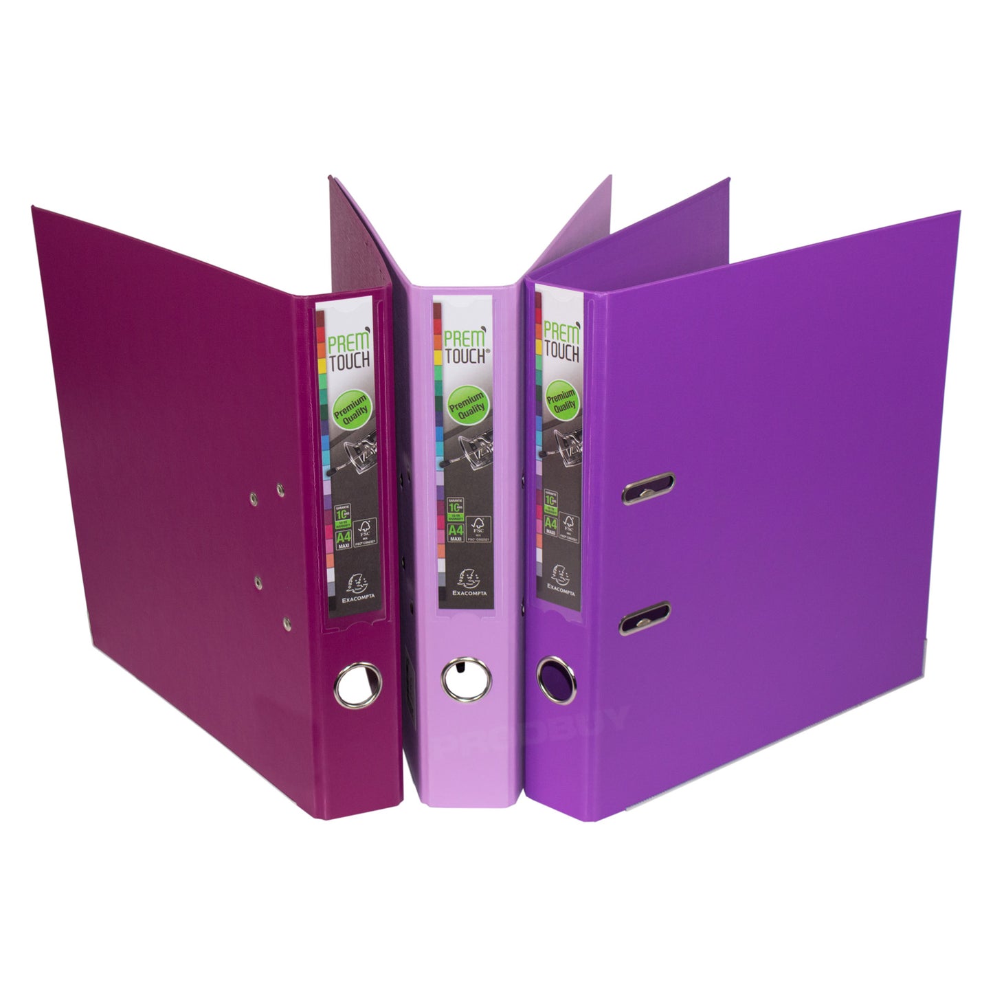 Set of 3 Premium Lever Arch Files A4 50mm with Purple / Lilac / Fuchsia Colours