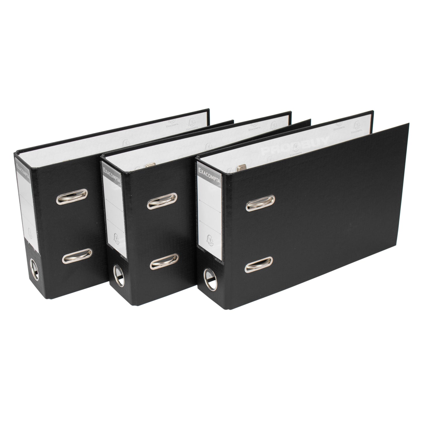 Set of 3 Lever Arch Files A5 70mm PVC Black Landscape