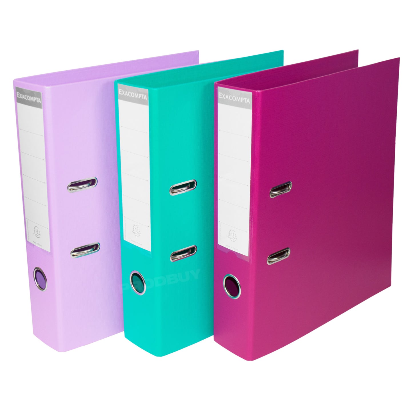 Set of 3 Colour Lever Arch Files A4 70mm PVC - Lilac / Teal / Fuchsia