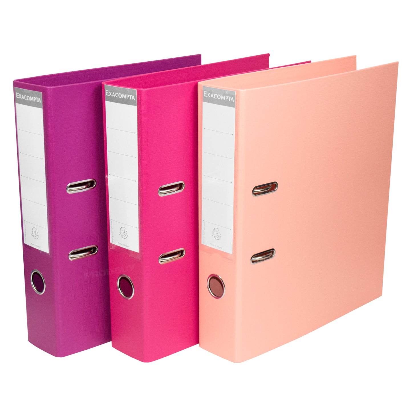 Set of 3 Colour Lever Arch Files A4 70mm PVC - Fuchsia / Raspberry / Salmon Pink Shades