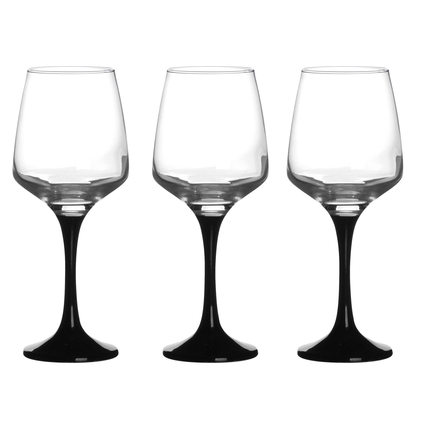 300ml Black Stem Wine Glasses
