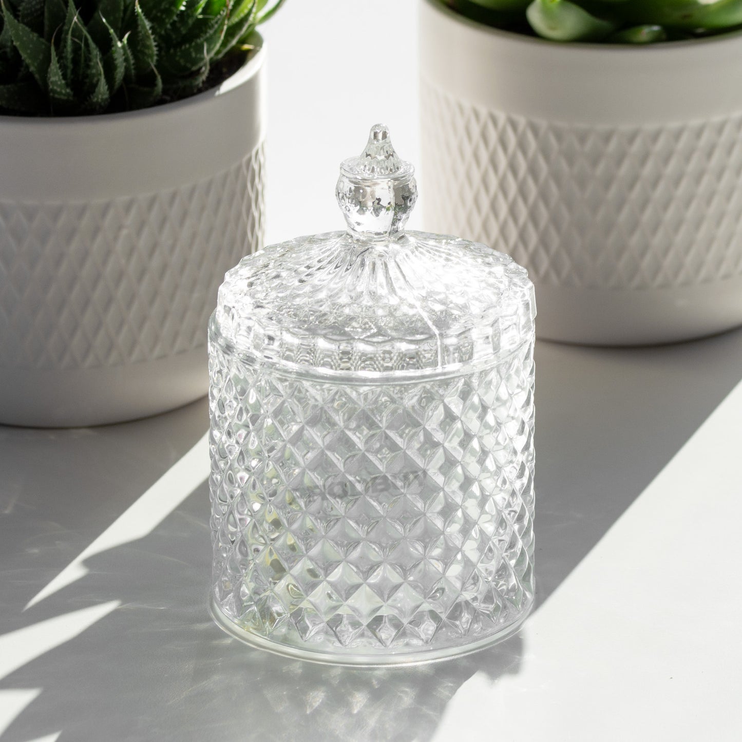 2 x Vintage Glass Bon Bon Sweets Jars with Lids