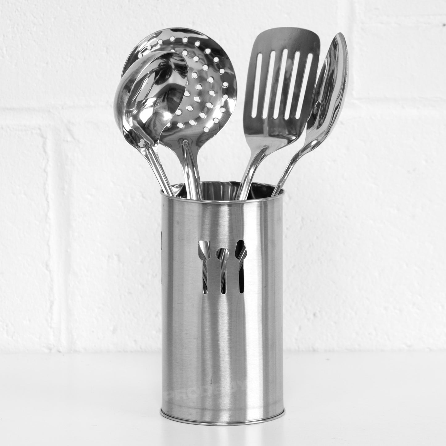 Stainless Steel Utensil Pot with 4 Utensils