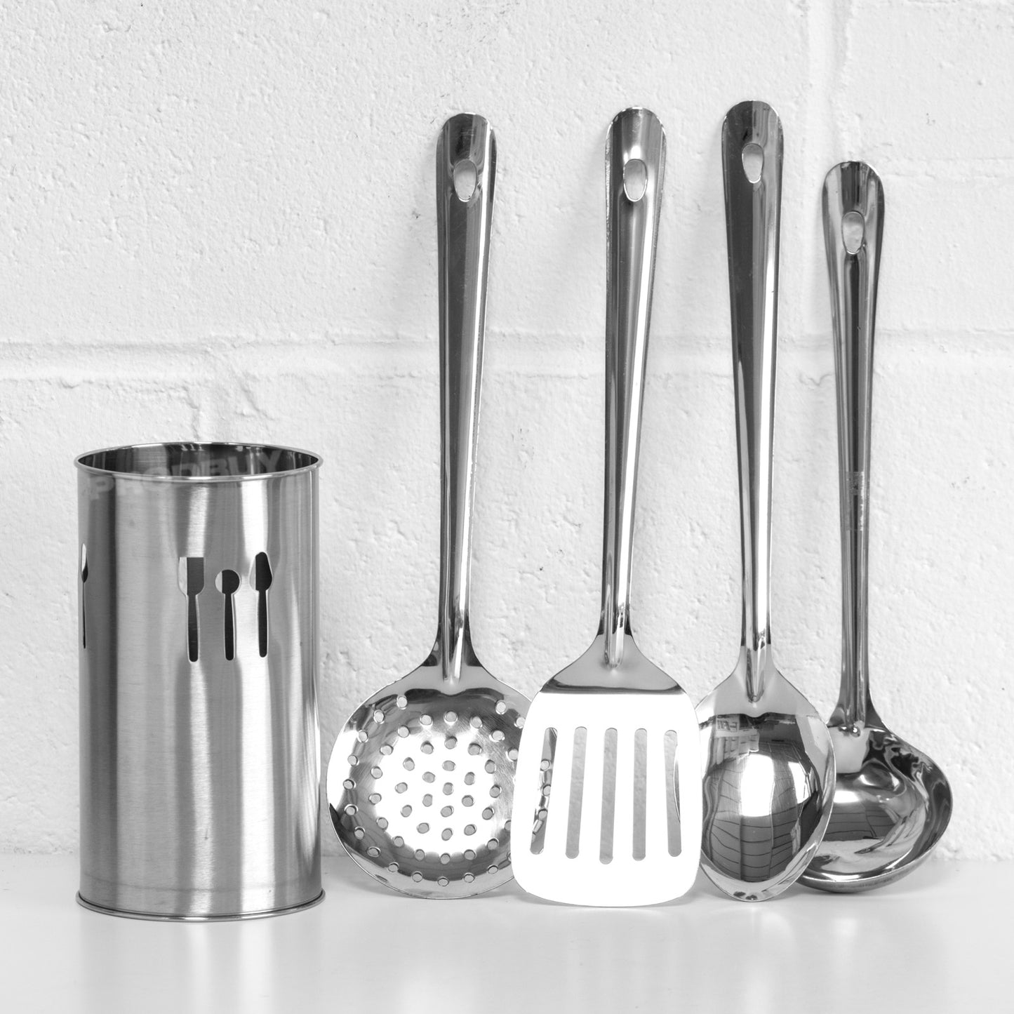 Stainless Steel Utensil Pot with 4 Utensils