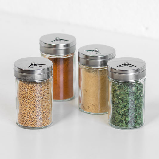 Set of 4 Mini 90ml Glass Spice & Herb Storage Jars