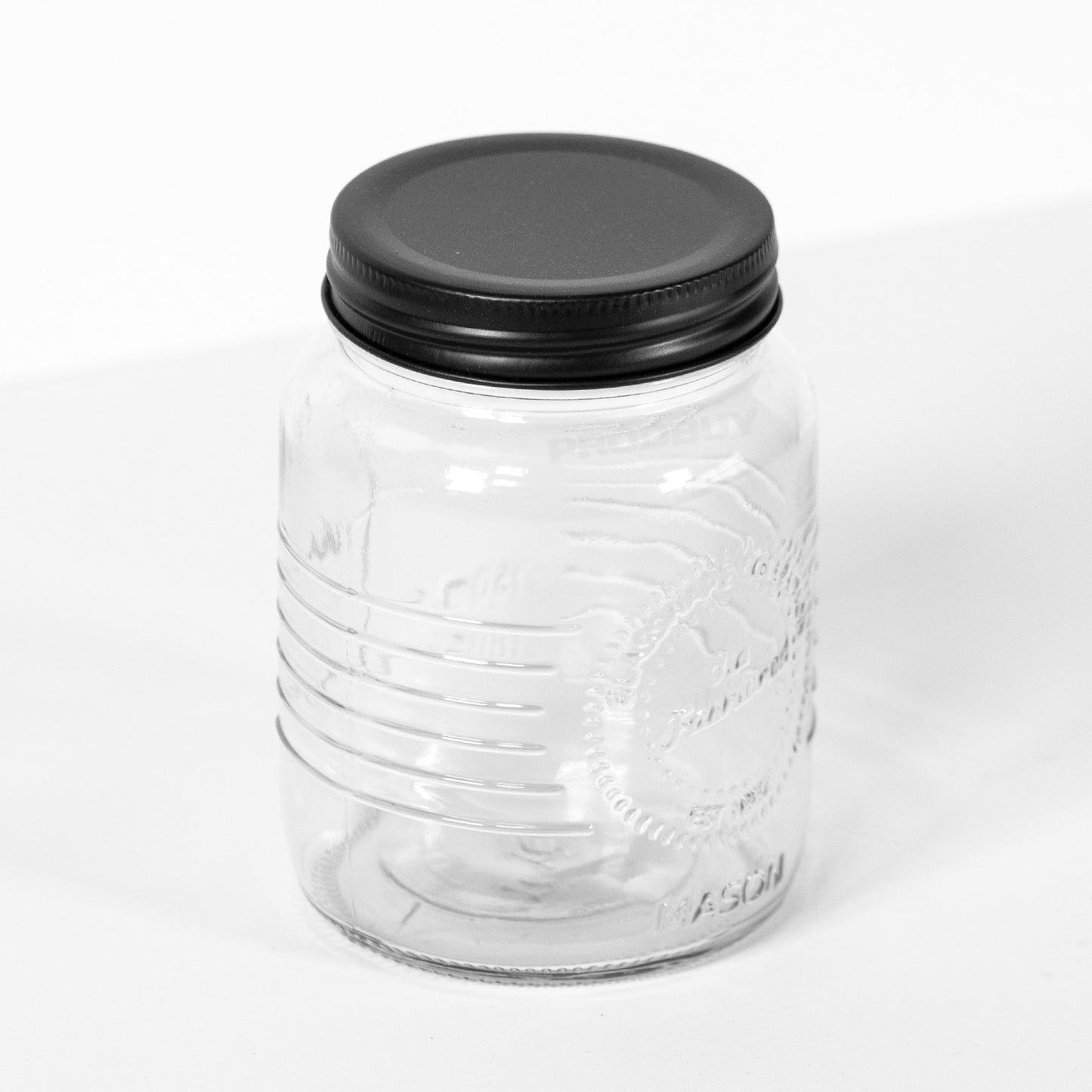 6 x 0.5 Litre Glass Preserve Storage Jars Black Screw Top Lids