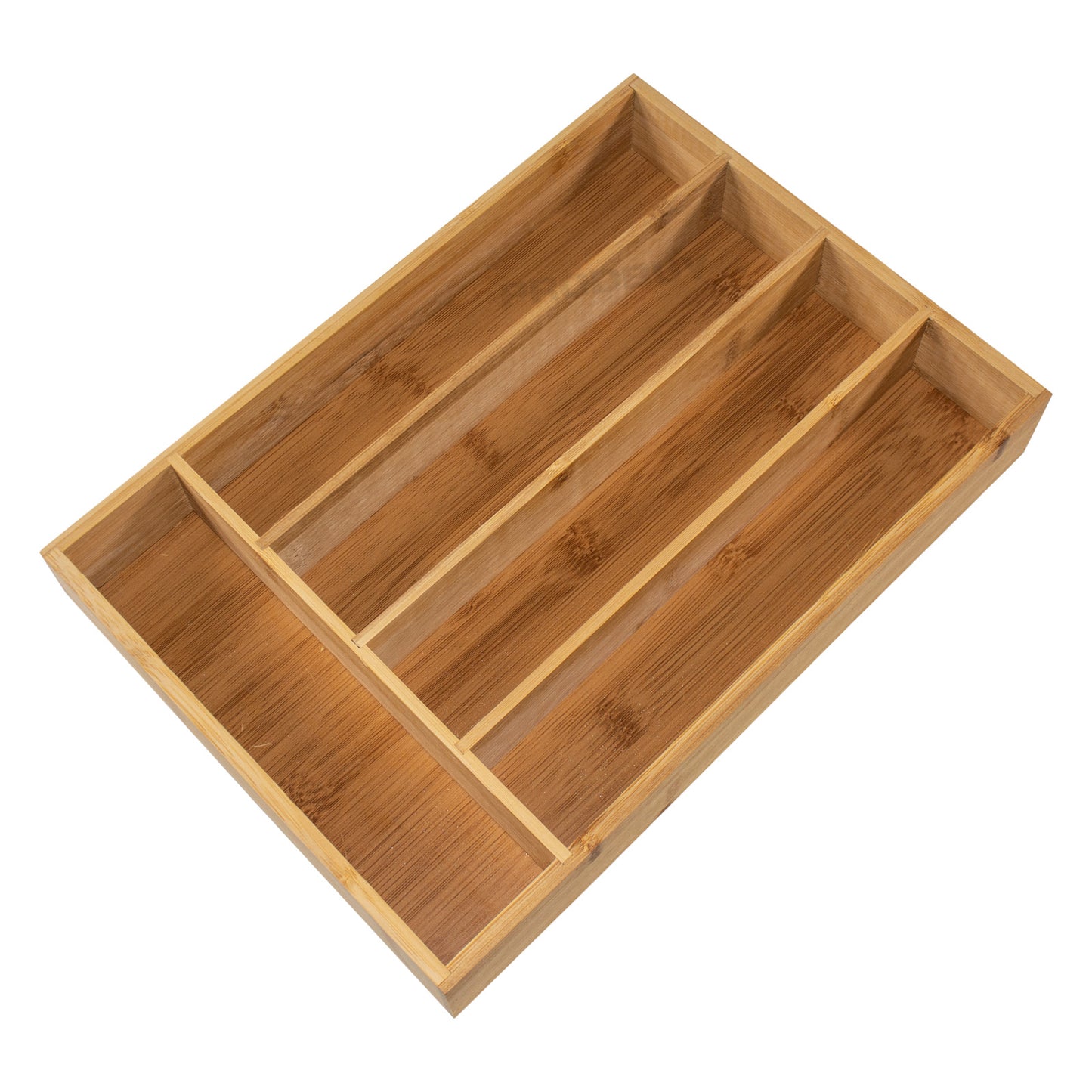 5 Compartment Bamboo Wooden Cutlery Tray