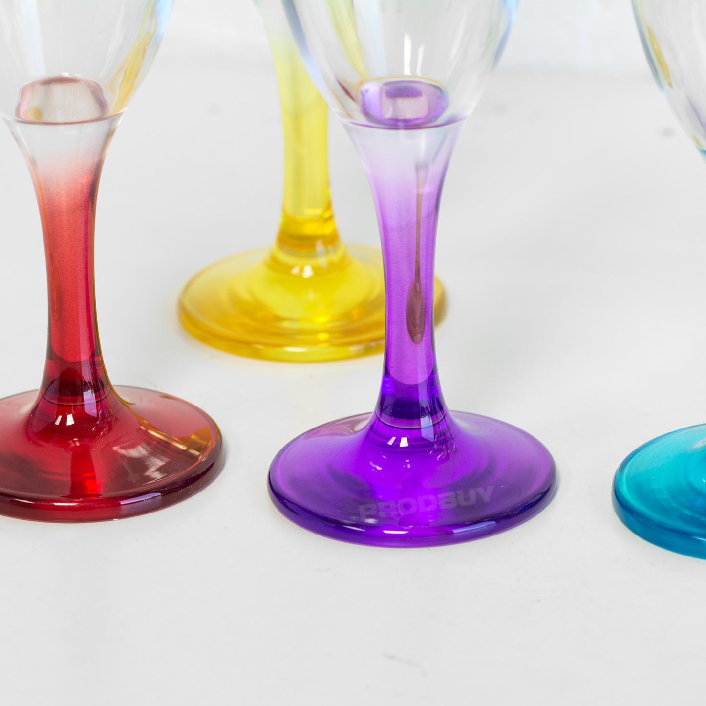 Set of 6 Champagne Flute 190ml Glasses with Colour Stems