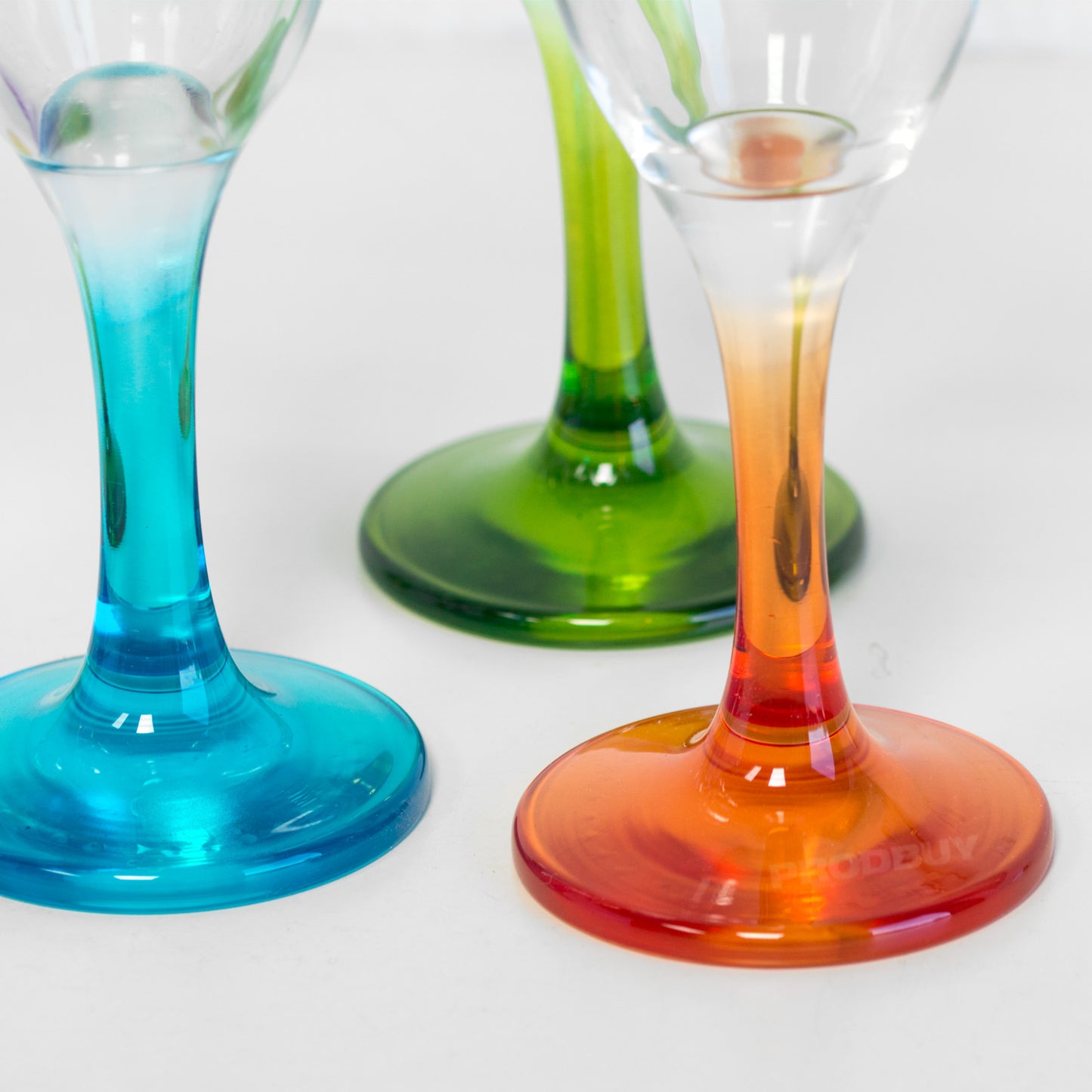 Set of 6 Champagne Flute 190ml Glasses with Colour Stems