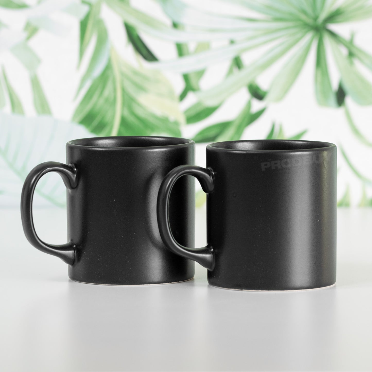 4 x 300ml Matt Black Ceramic Mugs - Microwave and Dishwasher Safe