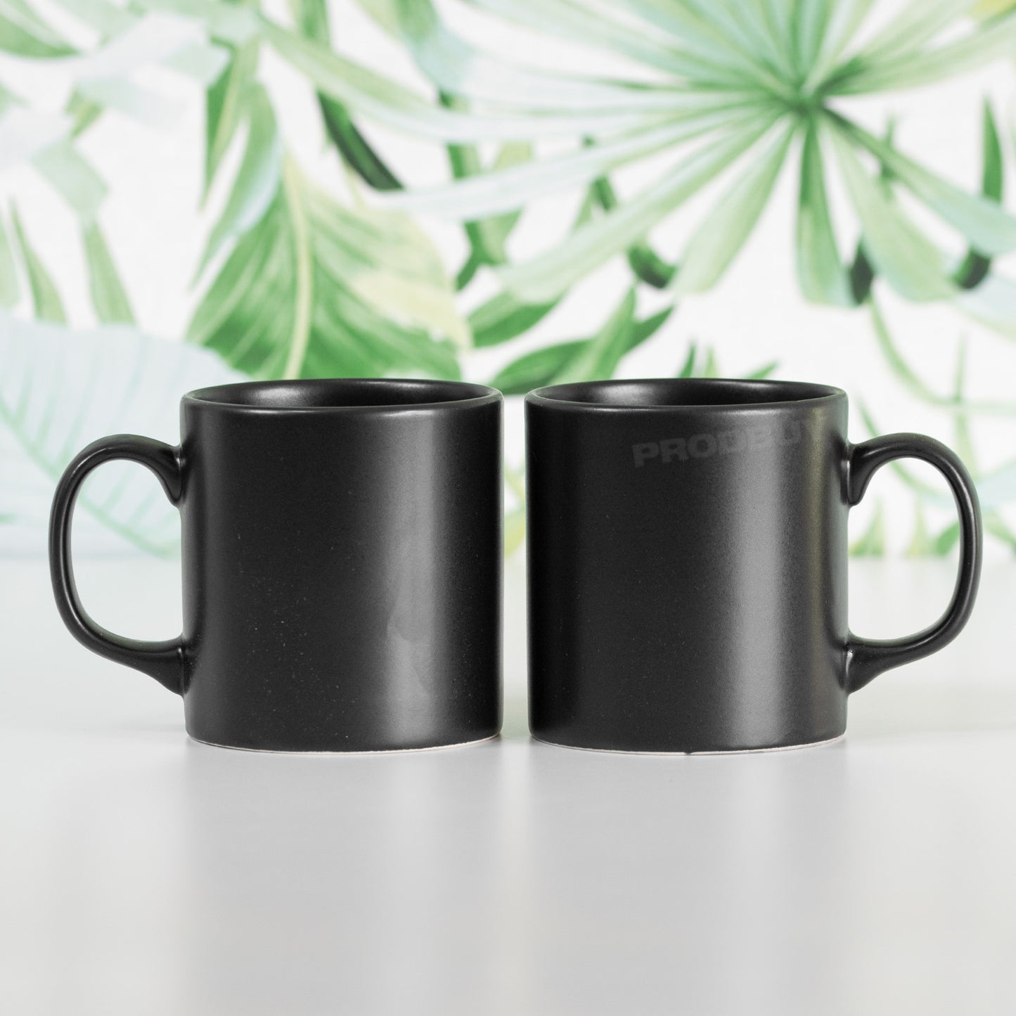 4 x 300ml Matt Black Ceramic Mugs - Microwave and Dishwasher Safe