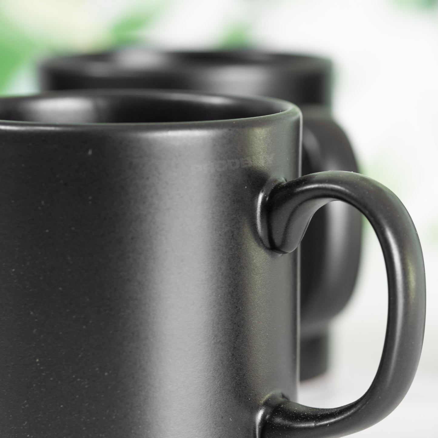 4 x 300ml Matt Black Ceramic Mugs - Microwave and Dishwasher Safe