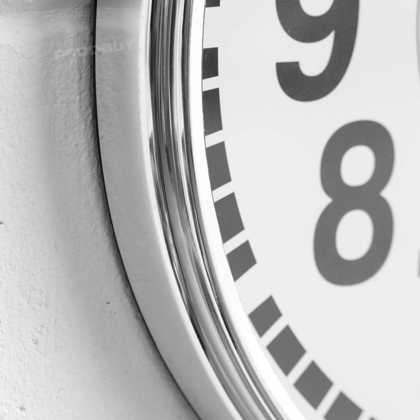 Large 50cm Round Silver Wall Clock