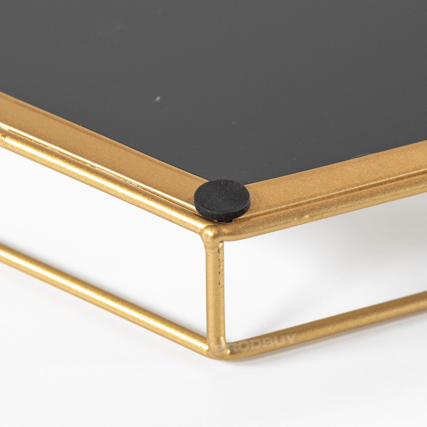 Gold Frame Hexagon Mirror Glass Candle Plate Tray