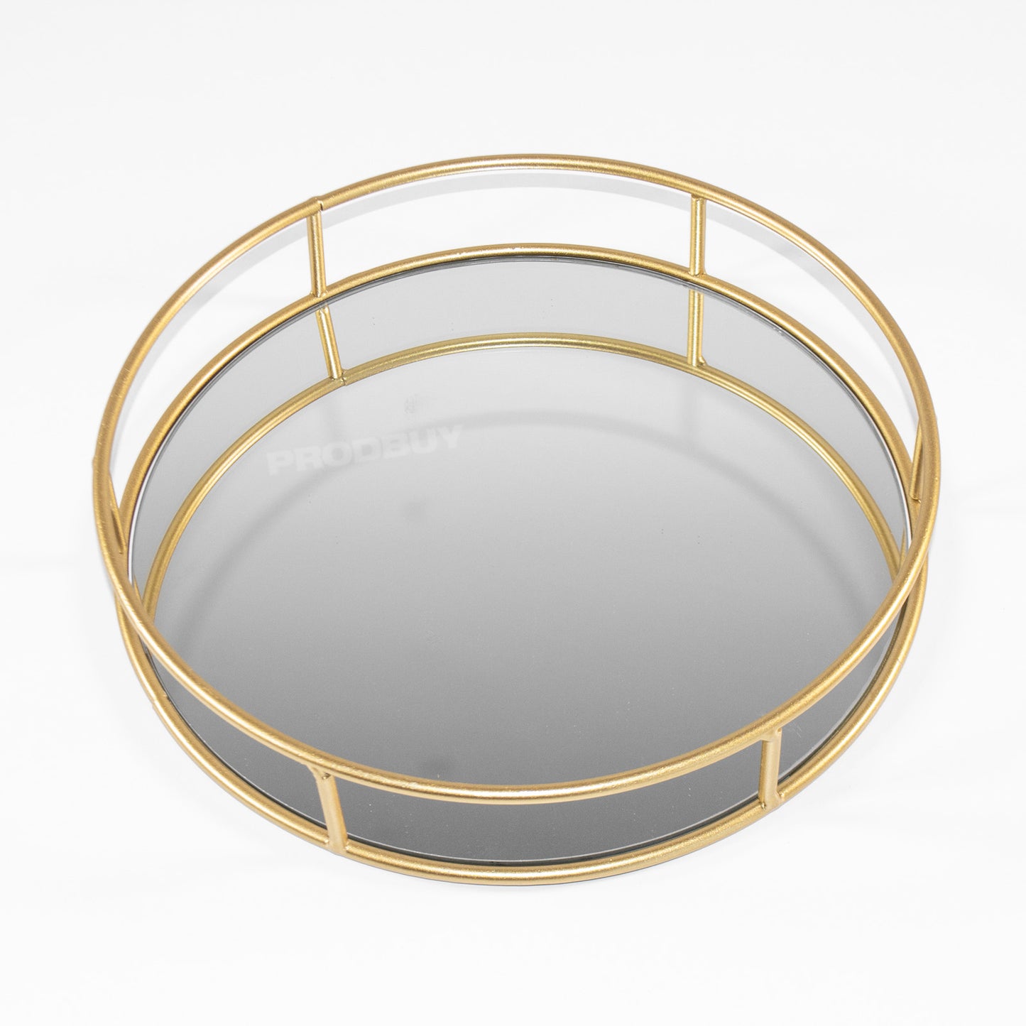 Gold Round Mirrored Glass Decorative Trays Plates Candle Perfume Vanity Holder