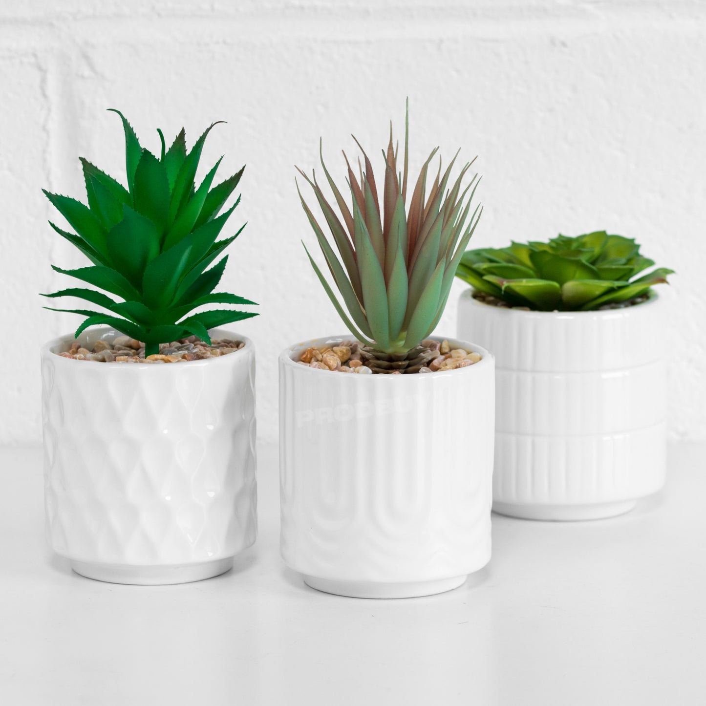 3 x Potted Indoor Artificial Succulent House Plants Plant Pot Home Decorations