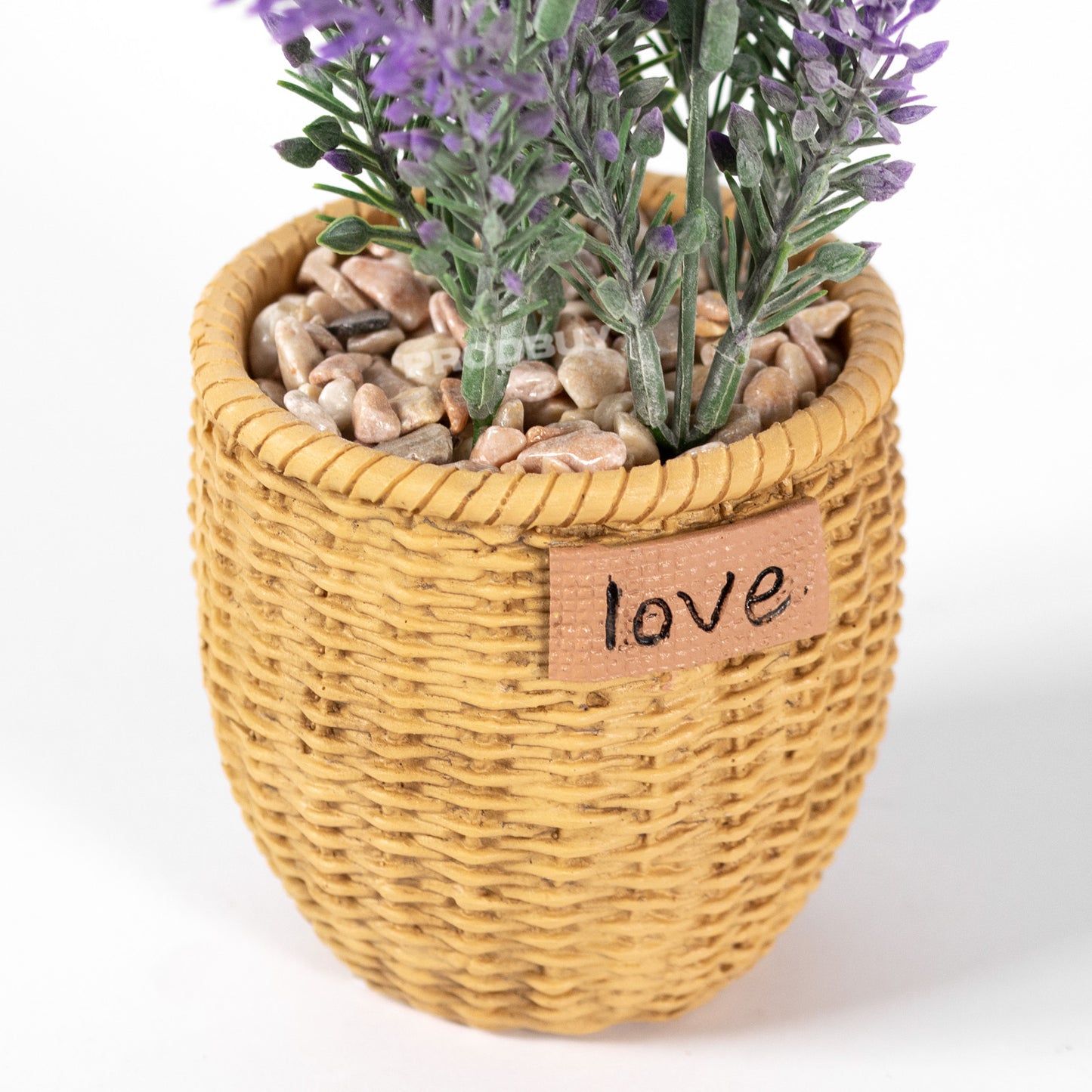 Indoor Artificial Lavender House Plant Rattan Style Resin Pot