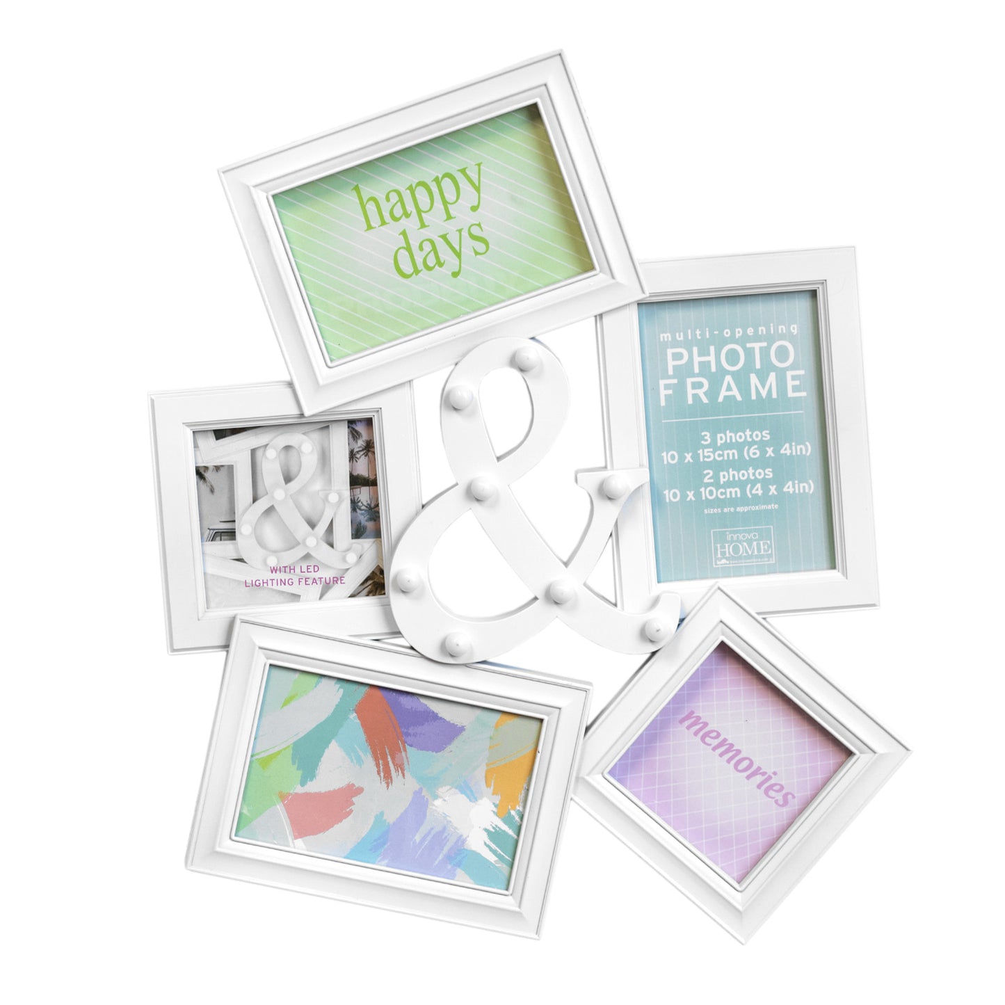 White LED Wall Multi 5 Photo Picture Frame