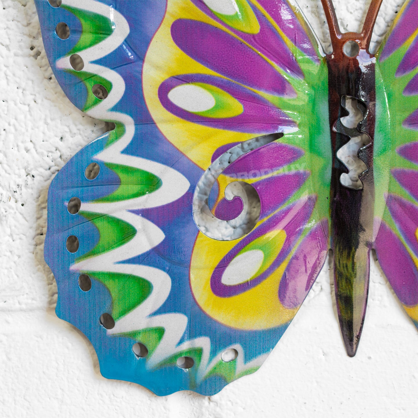 Blue 36cm Metal Garden Fence Butterfly
