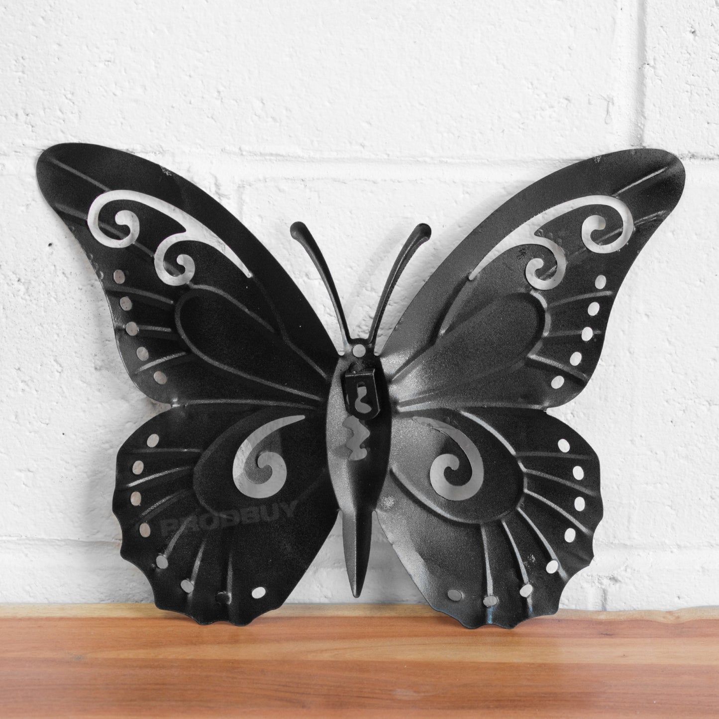 Blue 36cm Metal Garden Fence Butterfly