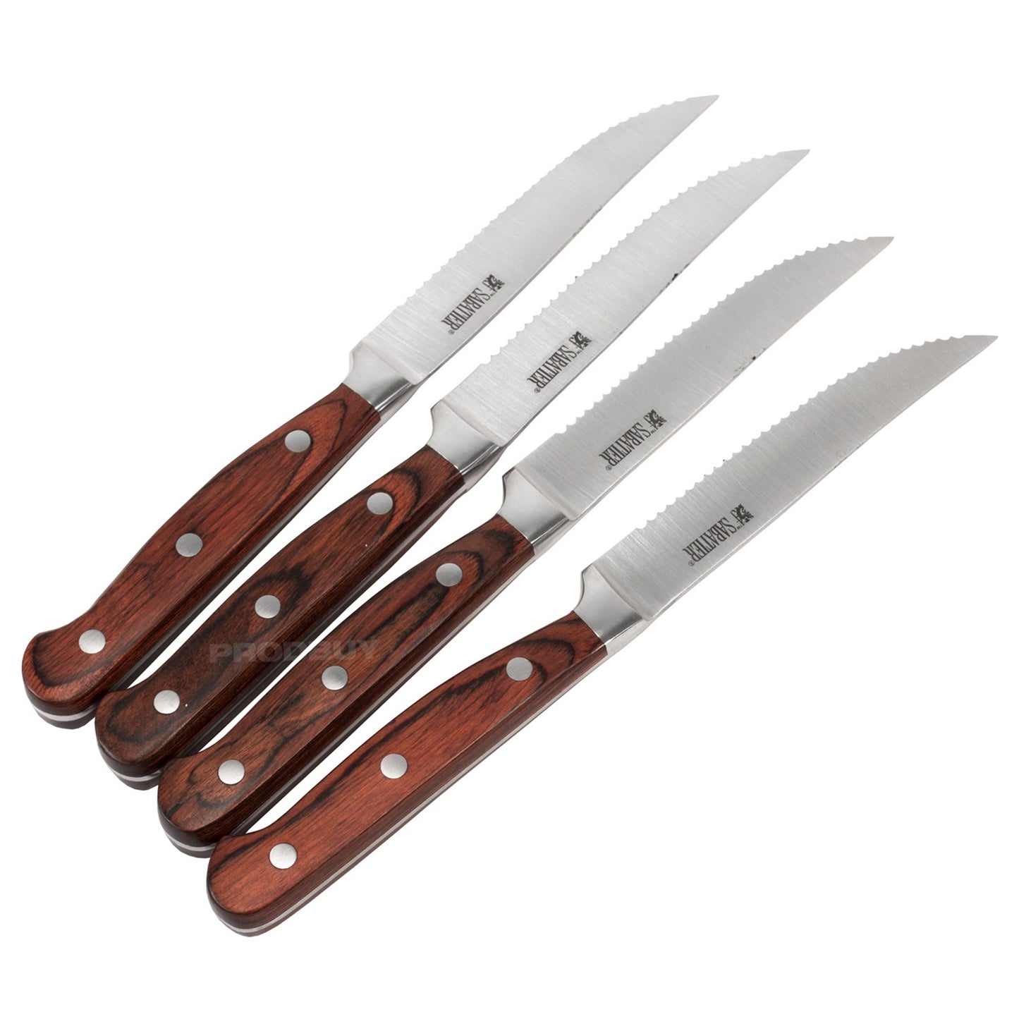Set of 4 Sabatier Brushed Steel 23.5cm Steak Pizza Dining Knives Cutters Cutlery