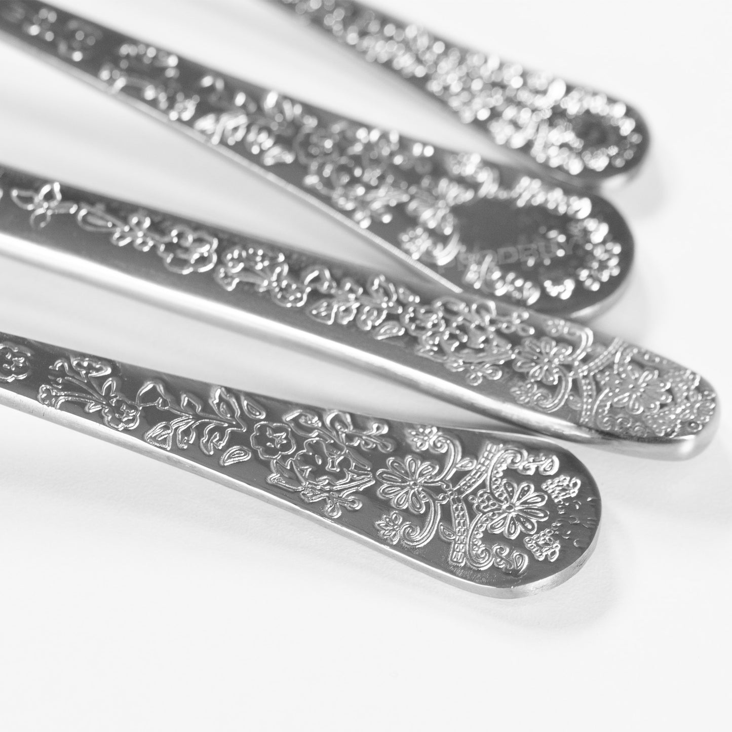 16 Piece Katie Alice Vintage Floral Etched Pattern Handles Stainless Steel Cutlery Set